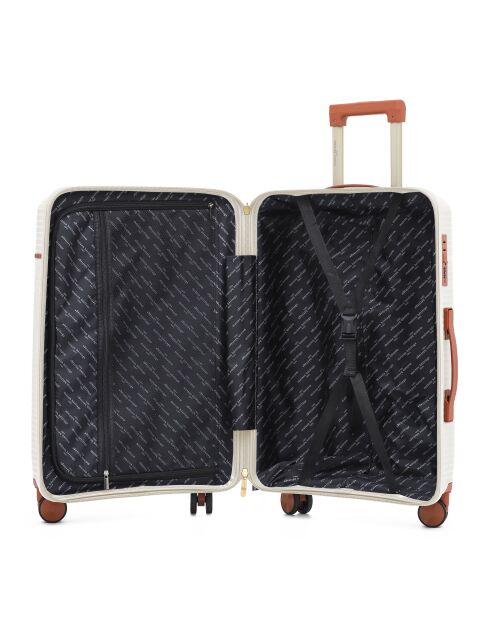 Set aus 2 Kabinen- und Langzeitkoffern Premium 4 Doppelrollen Courcelles cremefarben - 55/75 cm