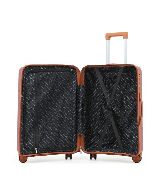Set de 2 maletas cabina y estancia media Premium 4 ruedas dobles Malesherbs oro rosa - 55/65 cm