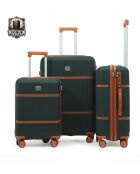Set de 3 valises Premium 4 doubles roues Malesherbes vert foncé - 55/65/75 cm