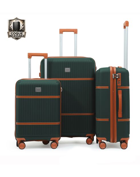Set van 3 Premium koffers met 4 dubbele wielen Malesherbs donkergroen - 55/65/75 cm
