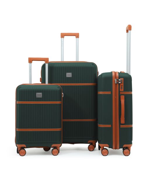Set van 3 Premium koffers met 4 dubbele wielen Malesherbs donkergroen - 55/65/75 cm
