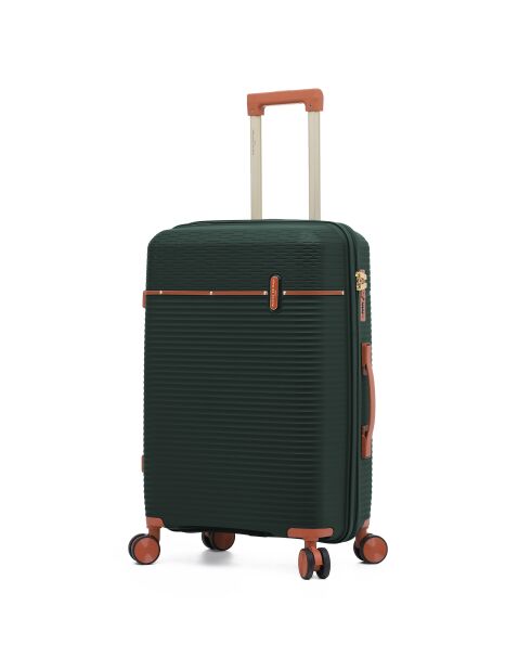Set van 2 koffers met cabine en medium verblijf Premium 4 dubbele wielen Courcelles donkergroen - 55/65 cm