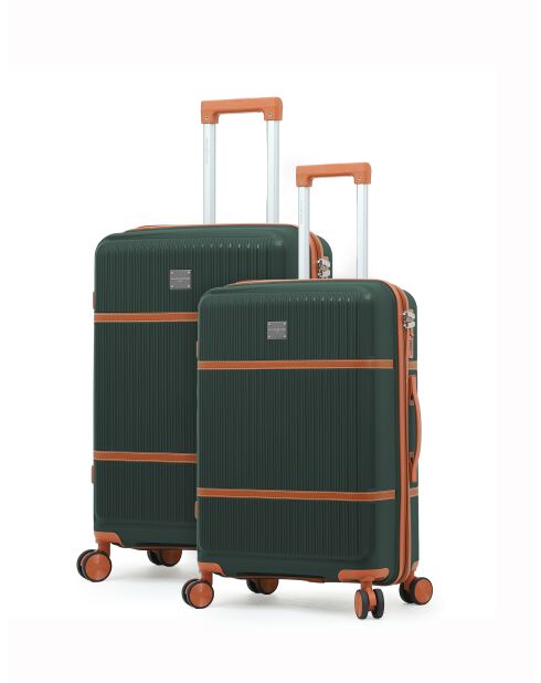 Set mit 2 Premium-Koffern für mittlere und lange Aufenthalte, 4 Doppelrollen, Malesherbs, dunkelgrün — 65/75 cm
