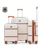 Set van 3 Premium koffers met 4 dubbele wielen Malesherbs cream - 55/65/75 cm