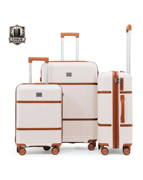 Set van 3 Premium koffers met 4 dubbele wielen Malesherbs cream - 55/65/75 cm