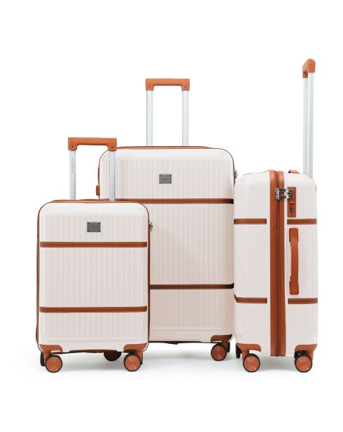 Set van 3 Premium koffers met 4 dubbele wielen Malesherbs cream - 55/65/75 cm