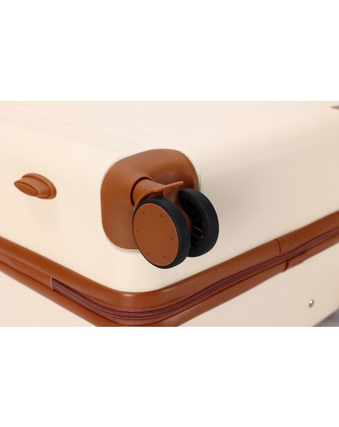 Valise cabine 4 doubles roues Glenn crème - 55 cm