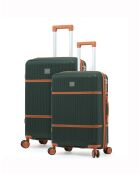 Set di 2 valigie da cabina e per soggiorni lunghi Premium 4 ruote doppie Malesherbs verde scuro - 55/75 cm
