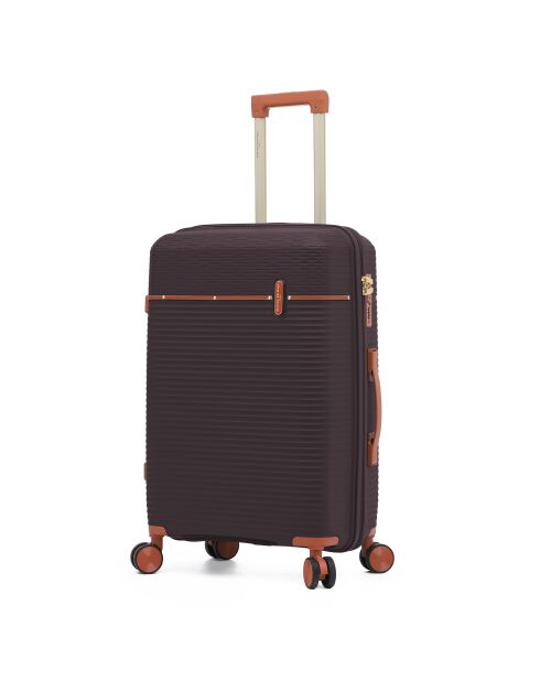 Set van 2 koffers met cabine en lang verblijf Premium 4 dubbele wielen Courcelles plum - 55/75 cm