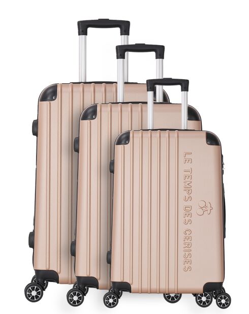 Set mit 3 Koffern 4 Doppelrollen Bari Champagner - 55/65/75 cm