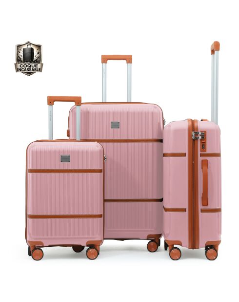 Set van 3 Premium koffers met 4 dubbele wielen Malesherbs roségoud - 55/65/75 cm