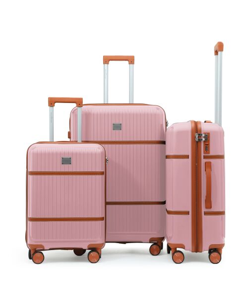 Set van 3 Premium koffers met 4 dubbele wielen Malesherbs roségoud - 55/65/75 cm