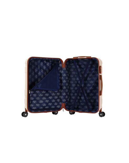Mittelgroßer Reisekoffer mit 4 Doppelrollen Capucine cremefarben - 65 cm