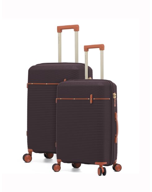 Set van 2 Premium koffers voor gemiddeld en lang verblijf, 4 dubbele wielen, Courcelles plum - 65/75 cm
