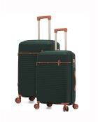 Set van 2 koffers met cabine en lang verblijf Premium 4 dubbele wielen Courcelles donkergroen - 55/75 cm