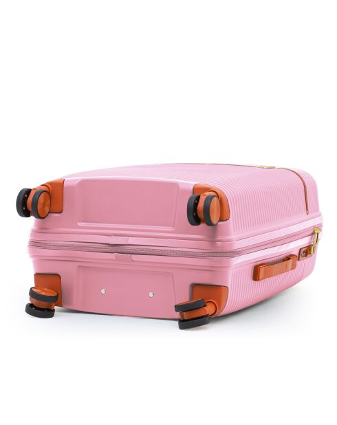 Valise format long séjour Premium 4 doubles roues Courcelles rose doré - 75 cm