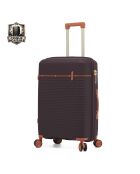 Set de 2 maletas cabina y estancia media Premium 4 ruedas dobles Courcelles plum - 55/65 cm