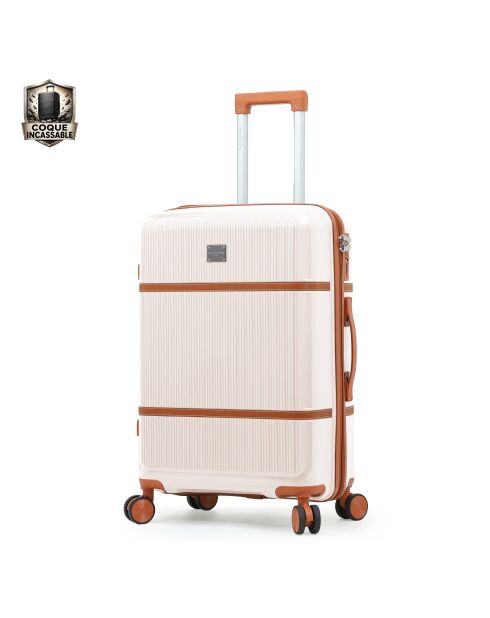 Set van 2 koffers met cabine en medium verblijf Premium 4 dubbele wielen Malesherbs cream - 55/65 cm