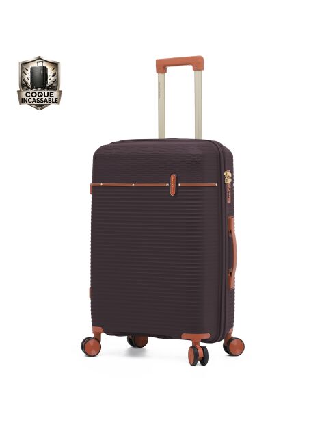 Valise cabine Premium 4 doubles roues Courcelles prune - 55 cm