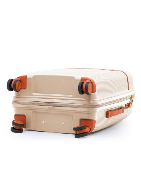 Courcelles Premium Reisekoffer mit 4 Doppelrollen, mittelgroß, 65 cm, cremefarben