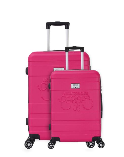Set aus 2 Koffern für mittlere und lange Aufenthalte, 4 Doppelrollen, Lyra, 65/75 cm, rosa