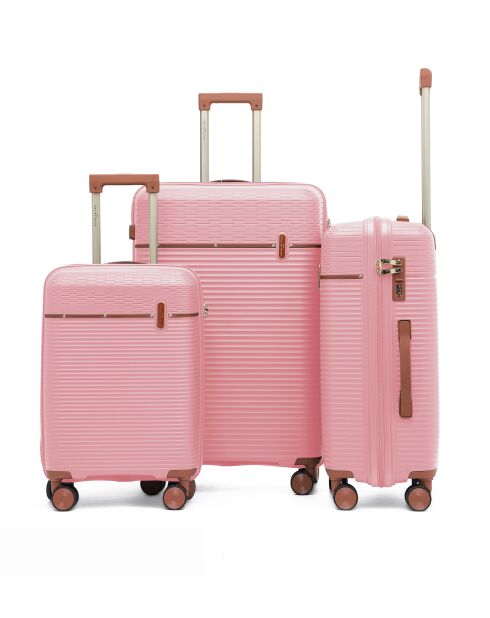 Set van 3 Premium 4 dubbele wielen Courcelles rosegouden koffers - 55/65/75 cm