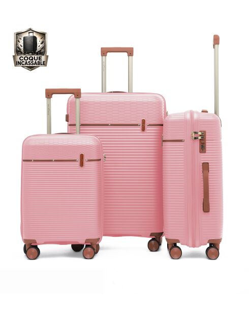 Set van 3 Premium 4 dubbele wielen Courcelles rosegouden koffers - 55/65/75 cm