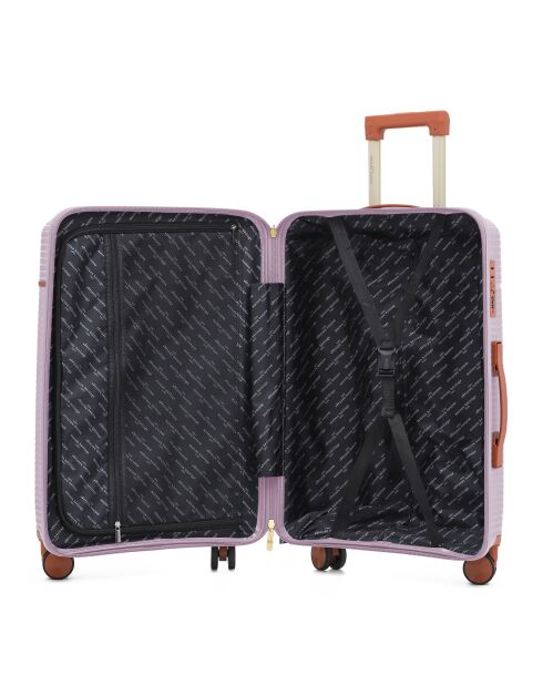 Valise cabine Premium 4 doubles roues Courcelles rose doré - 55 cm