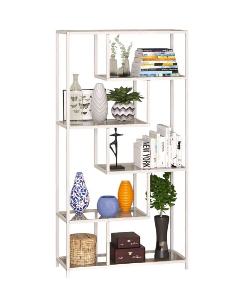 Bibliothèque By-30 blanc/transparent - 90x172x30 cm