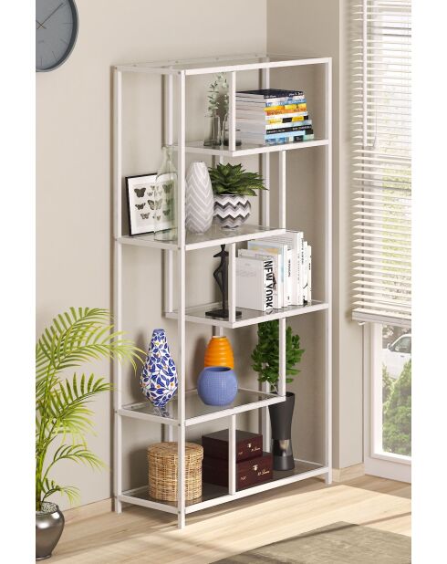 Bibliothèque By-30 blanc/transparent - 90x172x30 cm