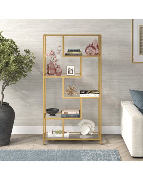 Bibliothèque By-30 doré/transparent - 90x172x30 cm