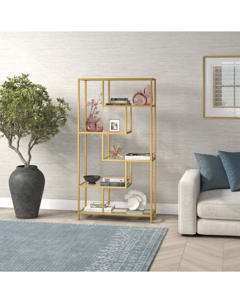 Bibliothèque By-30 doré/transparent - 90x172x30 cm