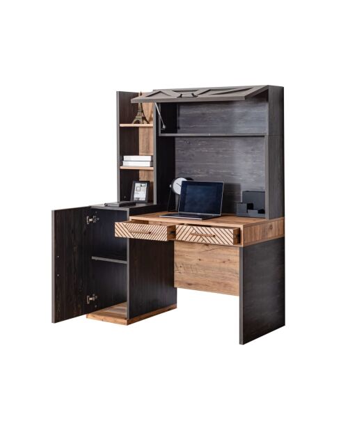 Bureau et bibliothèque Antik anthracite/brun - 128x166x63 cm