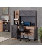 Bureau et bibliothèque Antik anthracite/brun - 128x166x63 cm