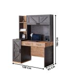 Bureau et bibliothèque Antik anthracite/brun - 128x166x63 cm