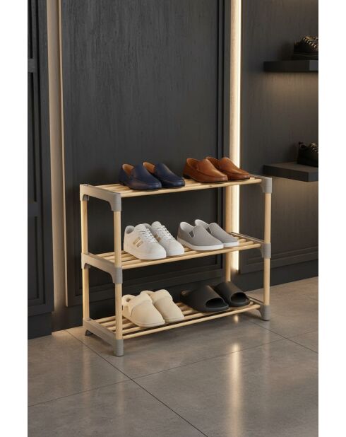 Étagère à chaussures en bois Huhu1692 naturelle - 71x55x27,5 cm