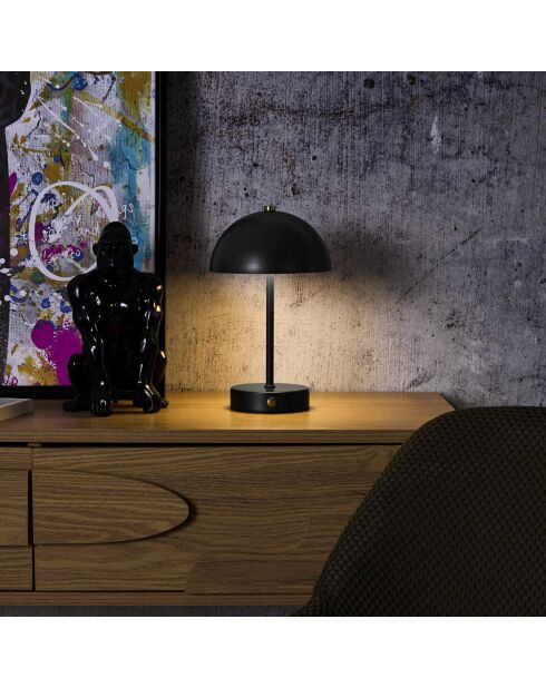 Lámpara de mesa recargable negra Lucia - 15,5x25,5x15,5 cm