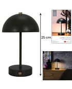Lámpara de mesa recargable negra Lucia - 15,5x25,5x15,5 cm