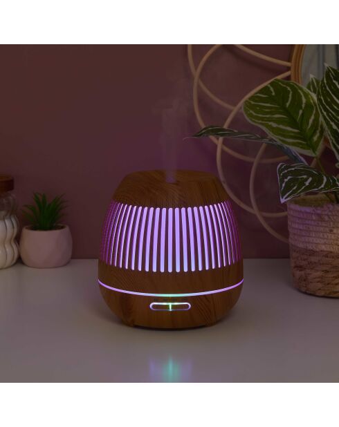 Diffuseur huiles essentielles LED lanterne bois - 17x13x17 cm