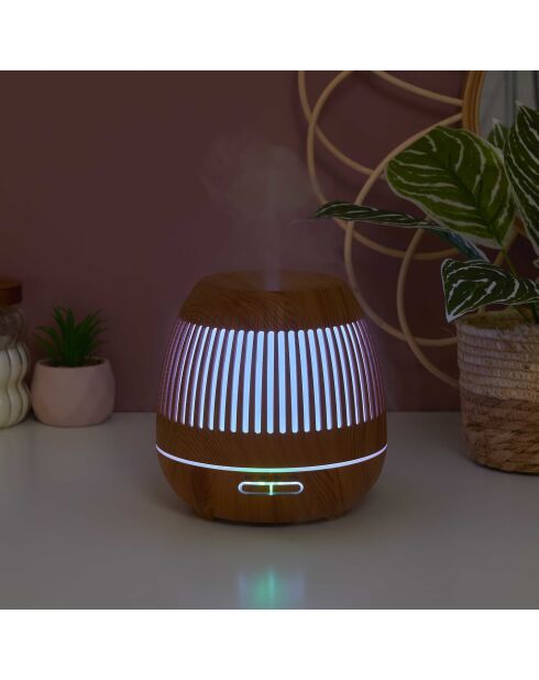 Diffuseur huiles essentielles LED lanterne bois - 17x13x17 cm