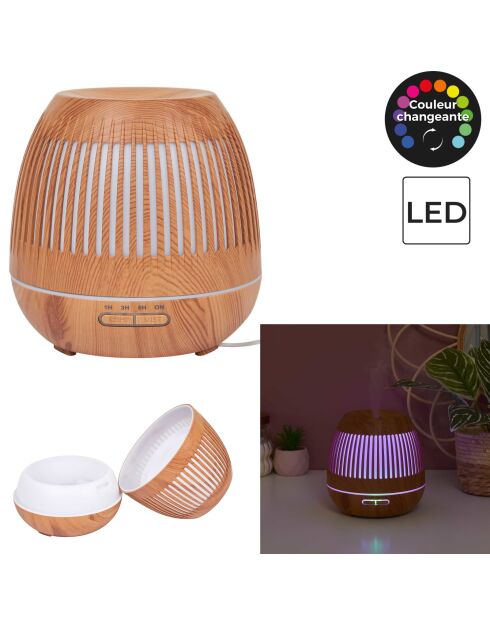 Diffuseur huiles essentielles LED lanterne bois - 17x13x17 cm