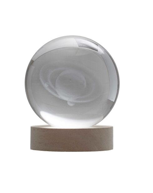 Set de 3 lámparas de cristal blanco grabadas con efecto bola de cristal - 7x13x7 cm