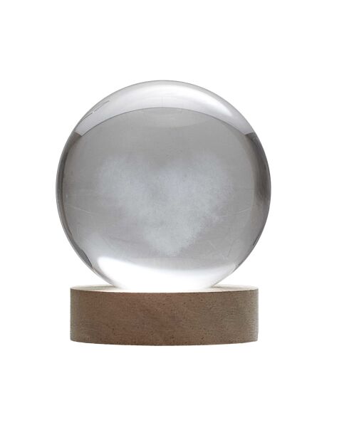 Set de 3 lámparas de cristal blanco grabadas con efecto bola de cristal - 7x13x7 cm