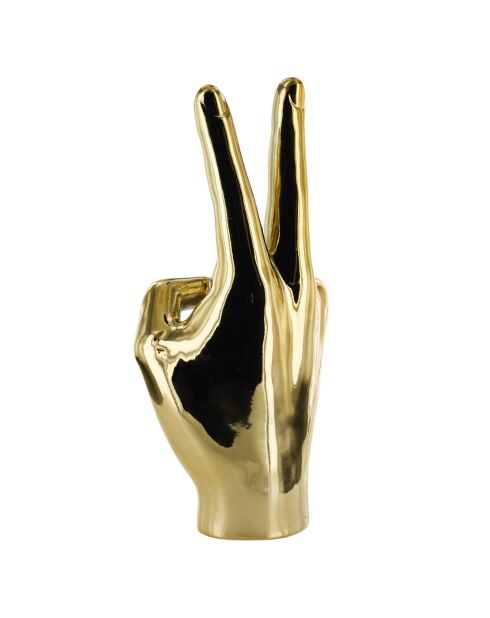 Set de 3 estatuas de la mano dorada, 11,5 x 27 x 9,5 cm