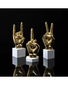Set de 3 estatuas de la mano dorada, 11,5 x 27 x 9,5 cm