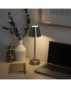 Lámpara de mesa recargable USB plateada - H.36 cm