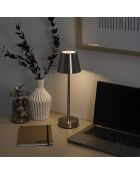 Lámpara de mesa recargable USB plateada - H.36 cm