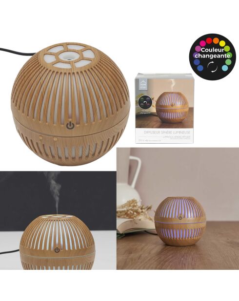 Diffuseur bois rond marron - 10,3x9,5x10,3 cm