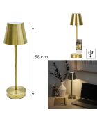 Lámpara de mesa recargable USB dorada - H.36 cm