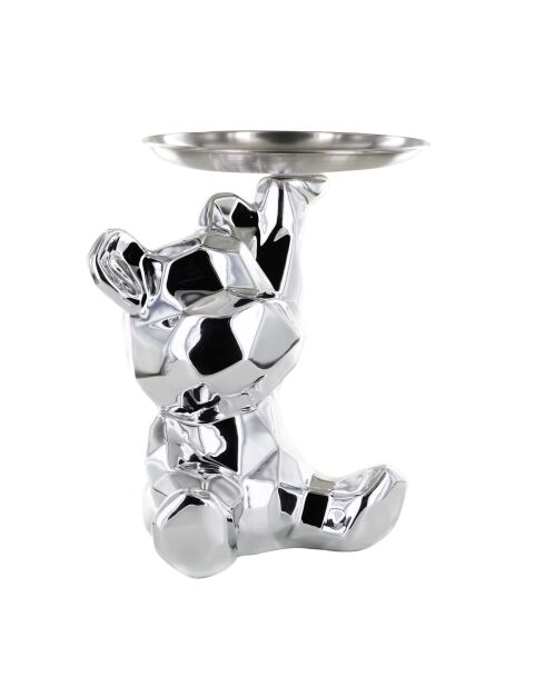 Statue Ourson argent vide-poche argentée - 14,5x12x18 cm